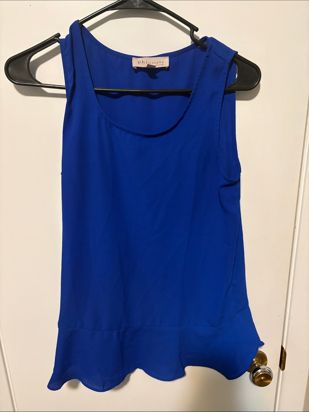 Philosophy Royal Blue Sleeveless Ruffle-Hem Camisole